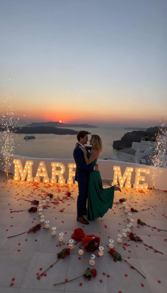 A magical romantic proposal in the Greek Islands